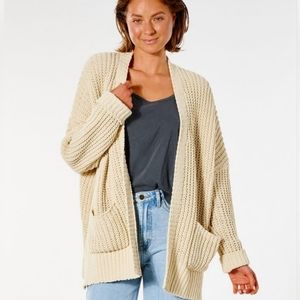 Chunky Cardigan Oversize Knit XL Cream/Oatmeal Rip Curl "Safari Sun" Never Worn